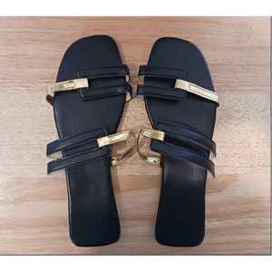 Chic Black and Gold Women's Sandals
